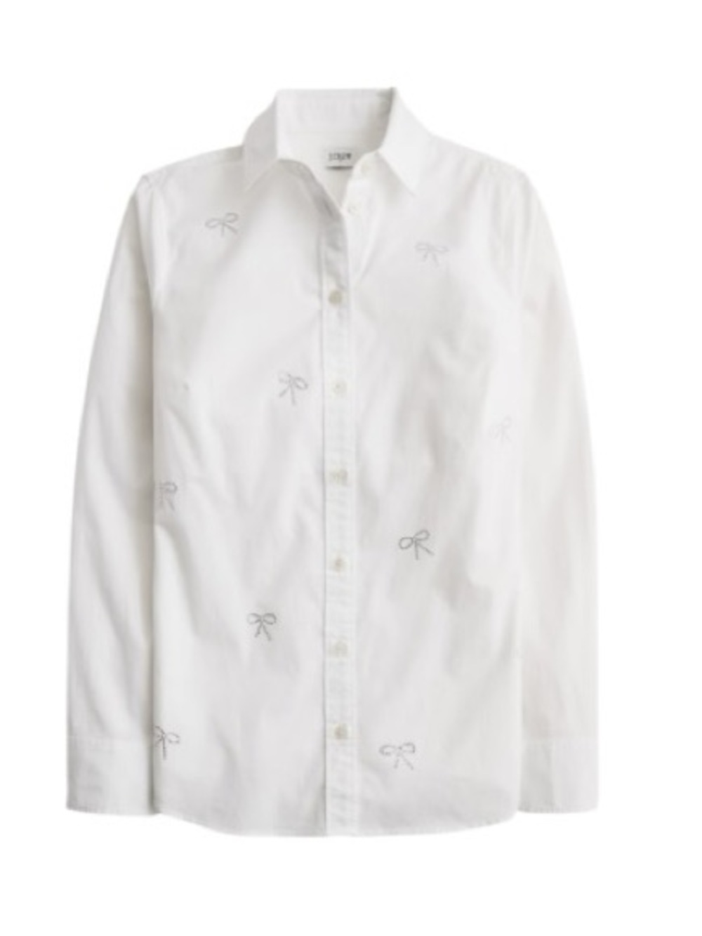 J. CREW Jeweled Bow Button Up Shirt White Size L NEW - Picture 2 of 8